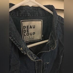 Peau De Loup Denim Blue Button Up Long Sleeve Shirt
